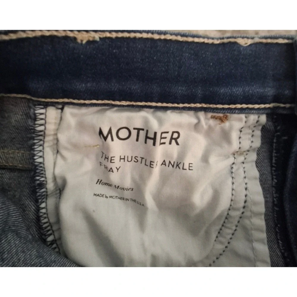 Mother The Hustler Ankle Fray Jeans Size 27 in Home Movies Wash Blue Flare